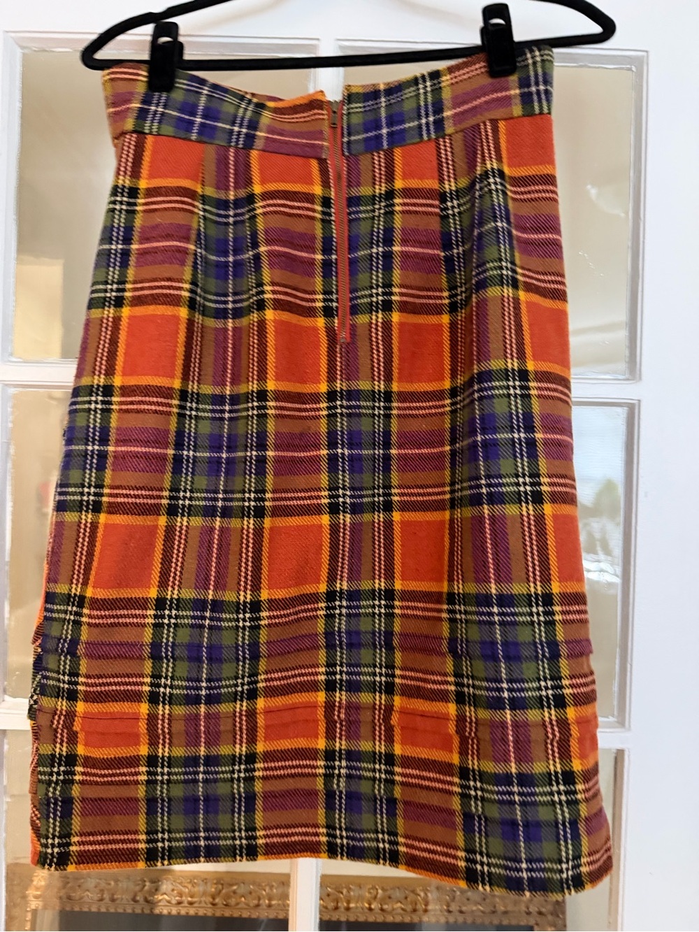 Anthropologie Tracy Reese Orange & Purple Plaid A-Line Skirt - Picture 2 of 5